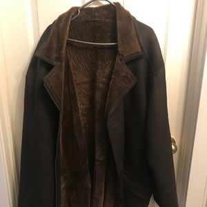European brown leather coat.